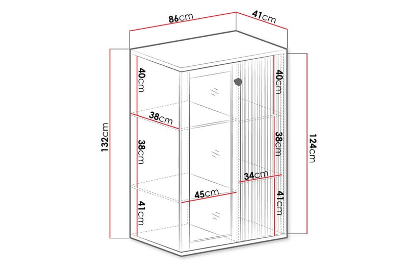 Aldbrough Lågt Vitrinskåp 40,6 djup 86,4 cm bred 131,9 cm hög Trä Glas - Trä/Svart - Products - Förvaring - Skåp - Vitrinskåp