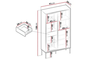 Basici Vitrinskåp 91x158 cm - Vit - Products - Förvaring - Skåp - Vitrinskåp