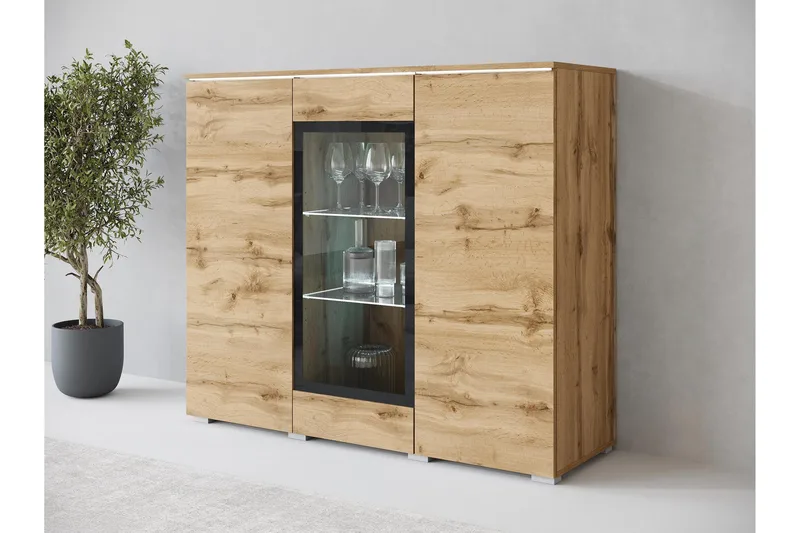 Sherie Vitrinskåp 120x104 cm - Brun - Products - Förvaring - Skåp - Vitrinskåp