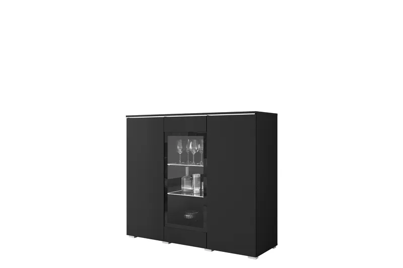 Sherie Vitrinskåp 120x104 cm, Svart