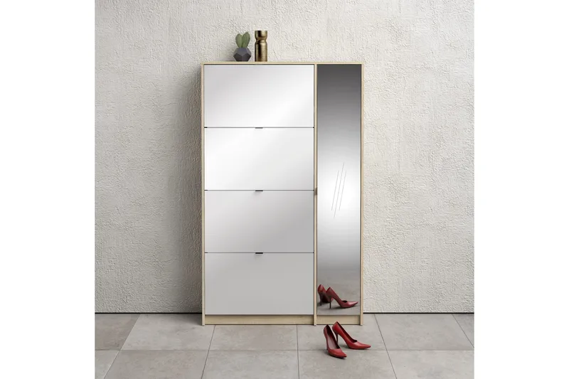 Shoey Skoskåp 4 Fack - Trä/natur/Vit - Products - Förvaring - Skåp - Förvaringsskåp