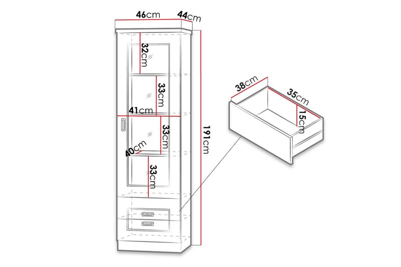 Tadeusz Smalt Vitrinskåp 44 cm djup 46 cm bred 191 cm hög Trä - Brun - Products - Förvaring - Skåp - Vitrinskåp