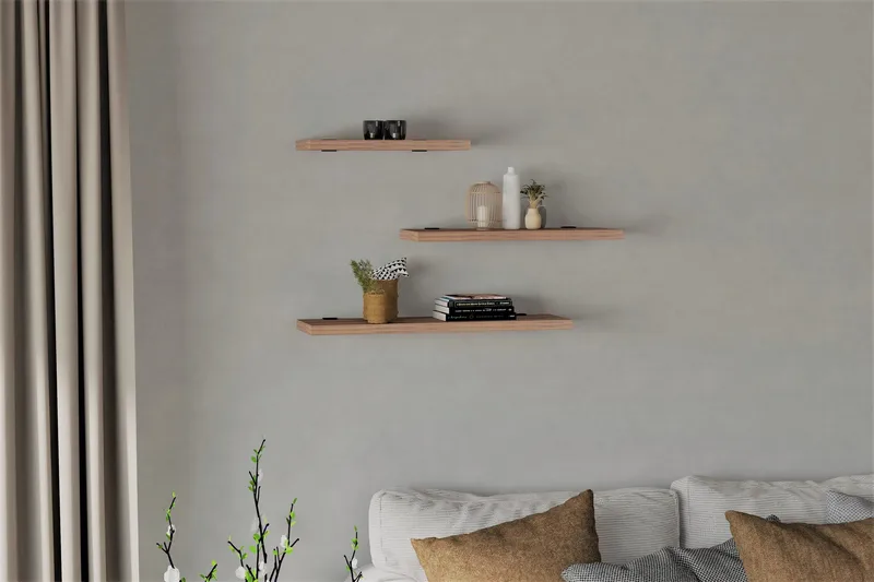 Cordin Vägghylla 2x30 cm 3-pack, Natur