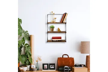 Rinorea Vägghylla 60x15 cm 3 Hyllor - Svart/Mörkbrun - Products - Förvaring - Småförvaring - Väggförvaring