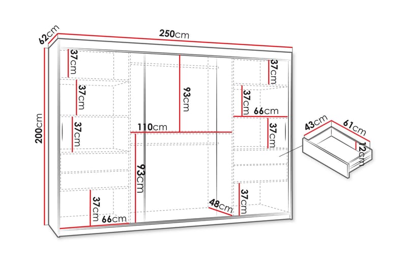 Tallmo Garderob m. Spegel 250x200 cm - Products - Förvaring - Garderober & garderobssystem