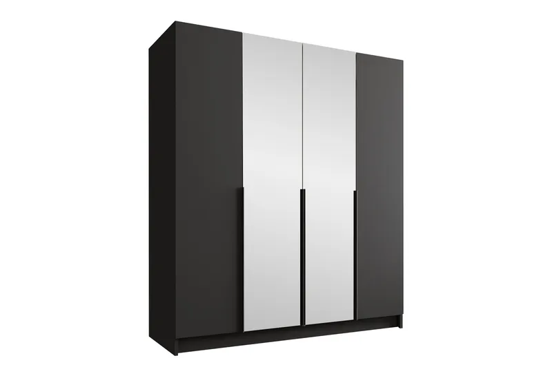 Vadstena Garderob med Spegel 200 cm, Svart