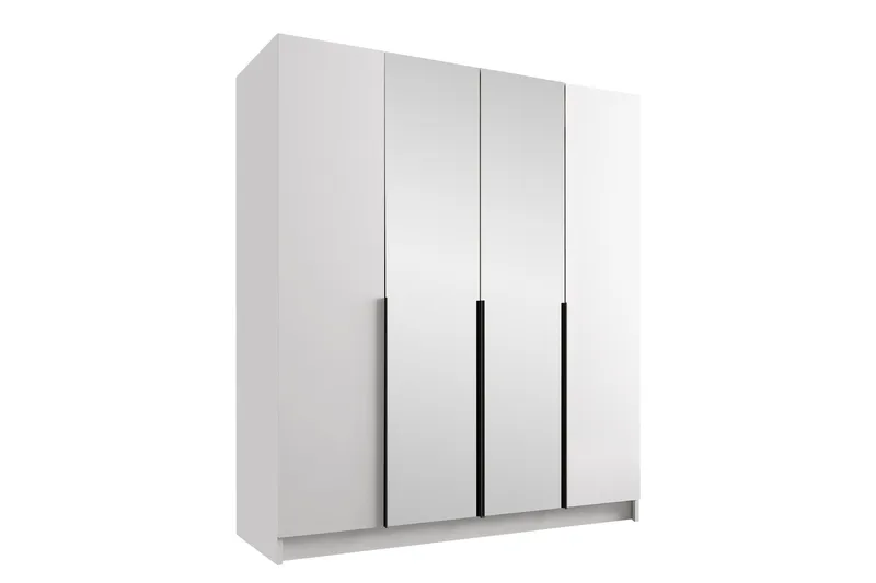 Vadstena Garderob med Spegel 200 cm, Vit/Svart