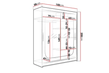West Garderob 150x58x200 cm LED-belysning - Beige - Products - Förvaring - Garderober & garderobssystem