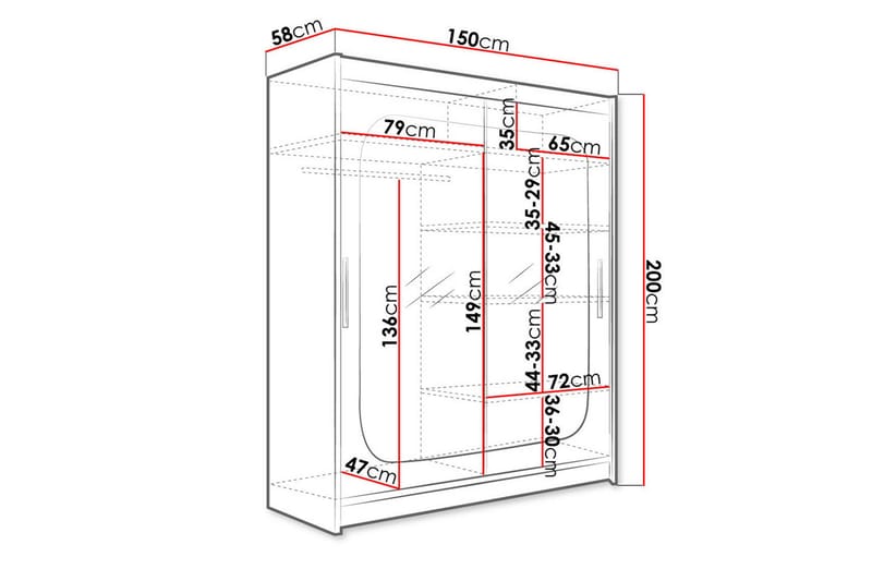 West Garderob 150x58x200 cm LED-belysning - Beige - Products - Förvaring - Garderober & garderobssystem