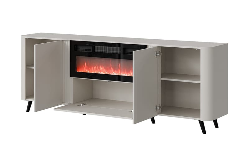 Clement Byrå 200 cm - Svart/Brun - Products - Inredning - Kaminer - Kamin utan skorsten - Elkamin