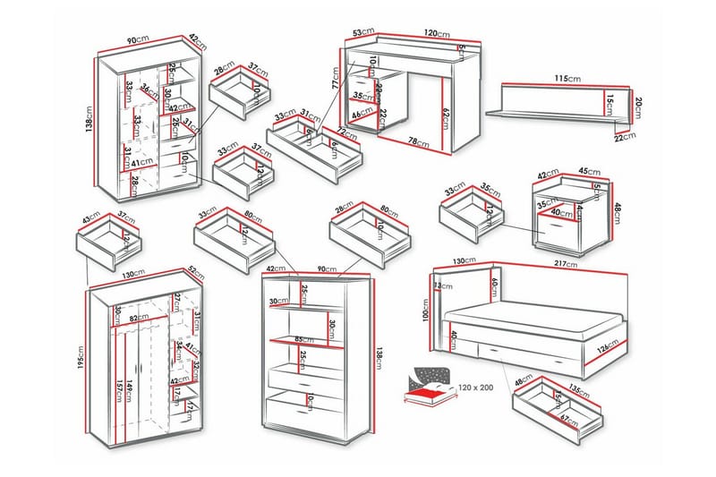Rathmore Möbelset För Barnrum - Svart - Products - Möbler - Barnmöbler - Barnmöbelset