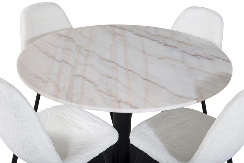 Admira Matgrupp 106 cm Rund inkl 4 Ypas Stolar - Marmor/Vit/Svart - Products - Möbler - Bord & matgrupp - Matgrupp