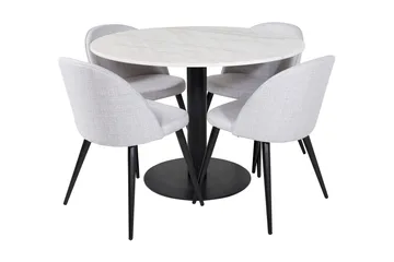 Admira Matgrupp 106 cm Runt Marmor inkl 4 Sedavi Stolar - Vit/Svart/Grå - Products - Möbler - Bord & matgrupp - Matgrupp