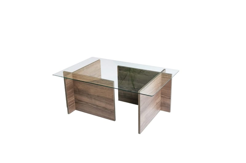 Almasi Rektangulärt Soffbord 105x40x105 cm - Brun / Valnöt / Glas - Products - Möbler - Bord & matgrupp - Soffbord