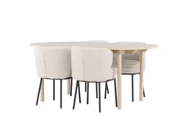 Andy Matgrupp 180 cm Oval med 4 Agnes stolar - Whitewash/Vit - Products - Möbler - Bord & matgrupp - Matgrupp