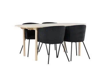 Andy Matgrupp 180 cm Oval med 4 Berit stolar - Whitewash/Svart - Products - Möbler - Bord & matgrupp - Matgrupp