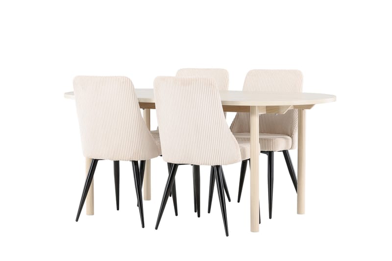 Andy Matgrupp 180 cm Oval med 4 Leone stolar - Whitewash/Beige - Products - Möbler - Bord & matgrupp - Matgrupp