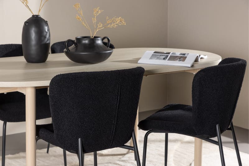 Andy Matgrupp 180 cm Oval med 4 Modesto stolar - Whitewash/Svart - Products - Möbler - Bord & matgrupp - Matgrupp