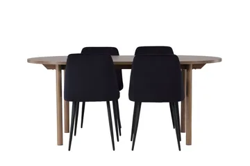 Andy Matgrupp 180 cm Oval med 4 Night stolar - Svart - Products - Möbler - Bord & matgrupp - Matgrupp