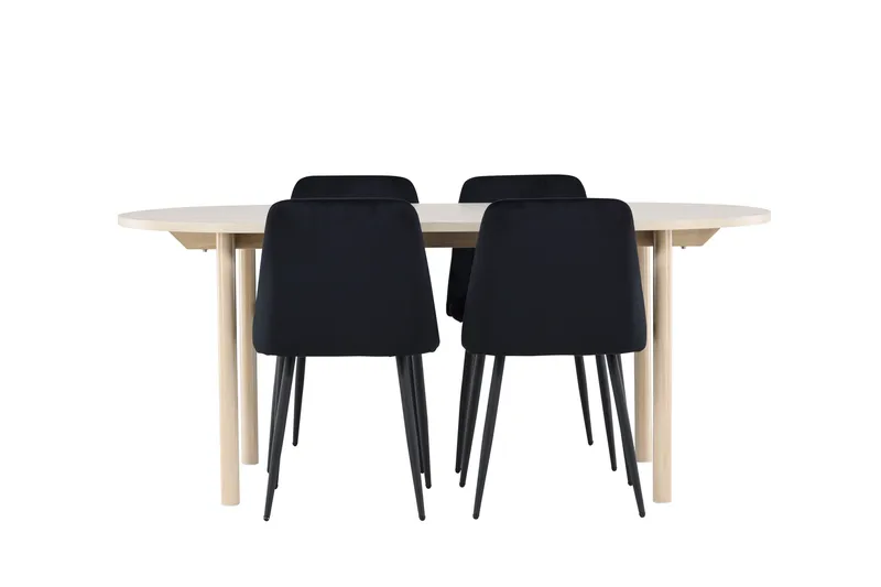 Andy Matgrupp 180 cm Oval med 4 Night stolar - Whitewash/Svart - Products - Möbler - Bord & matgrupp - Matgrupp