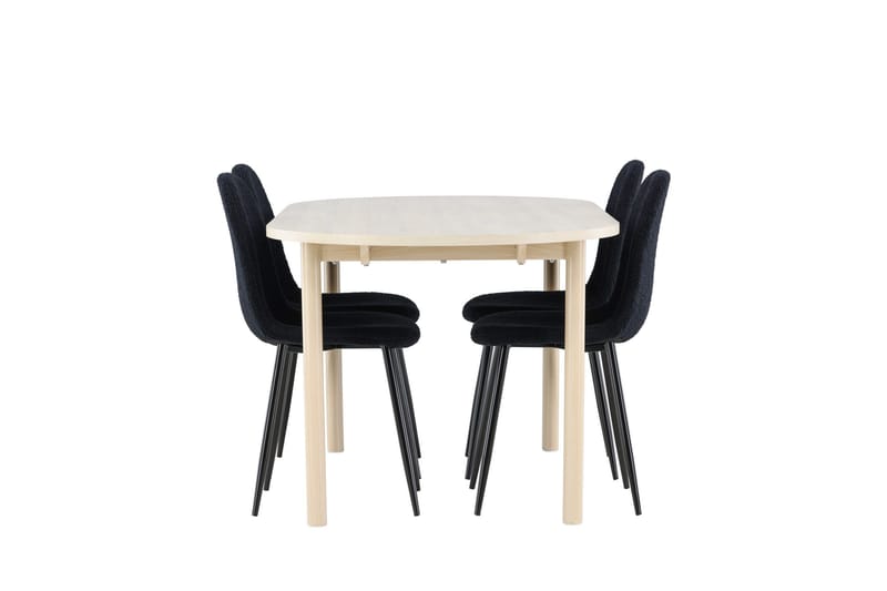 Andy Matgrupp 180 cm Oval med 4 Polar stolar - Whitewash/Svart - Products - Möbler - Bord & matgrupp - Matgrupp