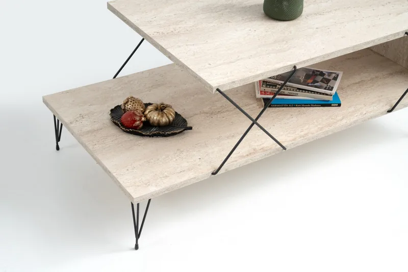 Artenay Soffbord 100 cm - Svart/Marmor - Products - Möbler - Bord & matgrupp - Soffbord