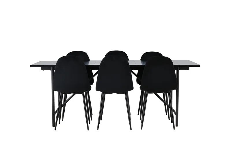 Astrid Matgrupp 200 cm Rektangulär med 6 Polar stolar - Svart - Products - Möbler - Bord & matgrupp - Matgrupp