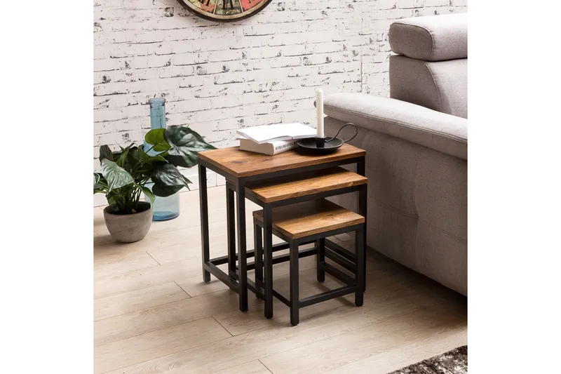 Aranza Satsbord 45 cm 3 Bord - Massivt Trä/Svart - Products - Möbler - Bord & matgrupp - Avlastningsbord & sidobord - Satsbord