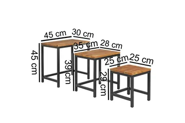 Aranza Satsbord 45 cm 3 Bord - Massivt Trä/Svart - Products - Möbler - Bord & matgrupp - Avlastningsbord & sidobord - Satsbord