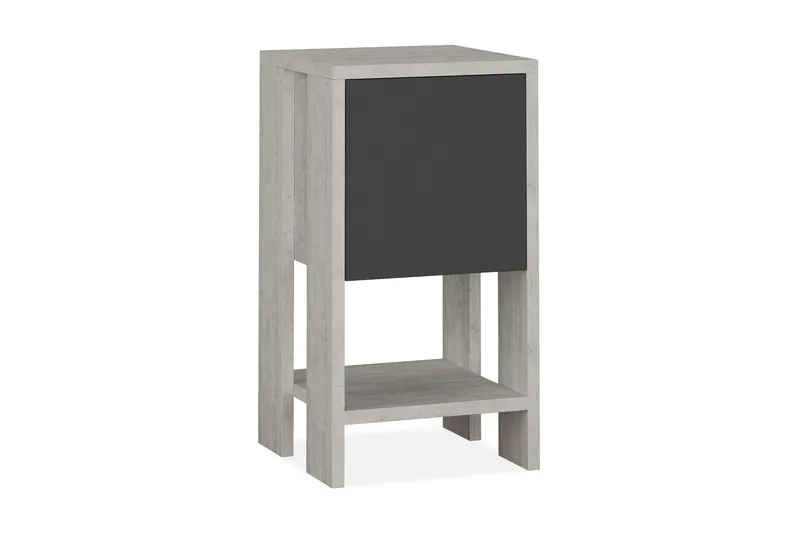 Homitis Sängbord 30 cm med Förvaring Hylla + Lucka, Vit/Trä