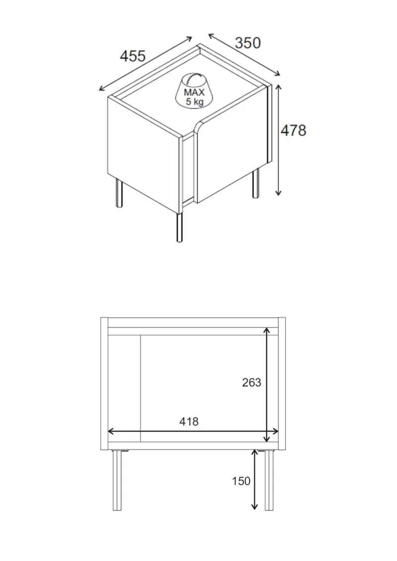 Lomar Nattduksbord 45,5x47,8x35 cm - Naturlig ek, sandsten - Products - Möbler - Bord & matgrupp - Avlastningsbord & sidobord - Sängbord & nattduksbord