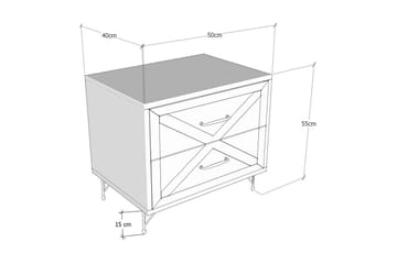 Myrvallen Sängbord 50 cm med Förvaring 2 Lådor - Grå/Brun - Products - Möbler - Bord & matgrupp - Avlastningsbord & sidobord - Sängbord & nattduksbord