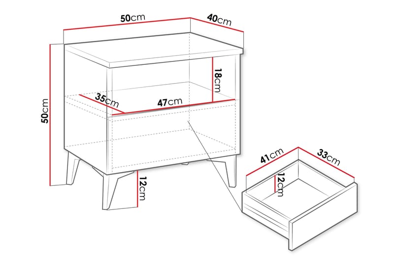 Royston Sängbord 50 cm - Beige - Products - Möbler - Bord & matgrupp - Avlastningsbord & sidobord - Sängbord & nattduksbord
