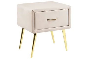 Sängbord Flayat Beige, guld, roséguld - Beige, guld, roséguld - Products - Möbler - Bord & matgrupp - Avlastningsbord & sidobord - Sängbord & nattduksbord