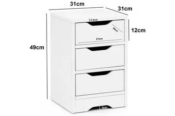 Sängbord Wohnling med 3 lådor i en enkel, modern design för boxspring-säng Vit - Vit - Products - Möbler - Bord & matgrupp - Avlastningsbord & sidobord - Sängbord & nattduksbord