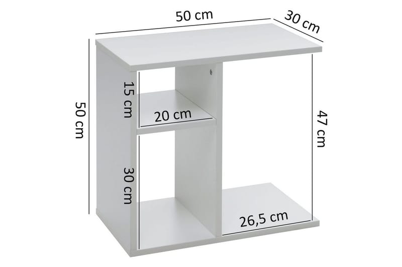 Sido bord Wohnling folierad spånskiva 50 cm, modern loftstil Vit - Vit - Products - Möbler - Bord & matgrupp - Avlastningsbord & sidobord - Brickbord & småbord