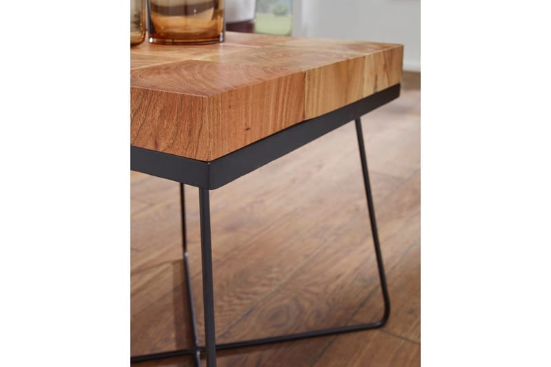 Sido bord Wohnling Massivt trä Blockstil Pulverlackerad metallram Industriell - Products - Möbler - Bord & matgrupp - Avlastningsbord & sidobord - Brickbord & småbord