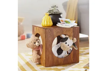 Sido bord Wohnling Massivt trä kub förvaringsutrymme lantstil - Products - Möbler - Bord & matgrupp - Avlastningsbord & sidobord - Brickbord & småbord