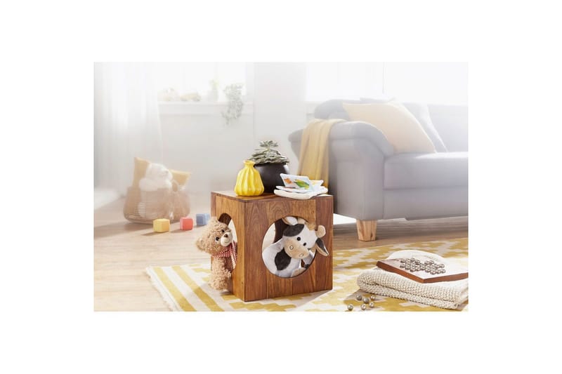 Sido bord Wohnling Massivt trä kub förvaringsutrymme lantstil - Products - Möbler - Bord & matgrupp - Avlastningsbord & sidobord - Brickbord & småbord