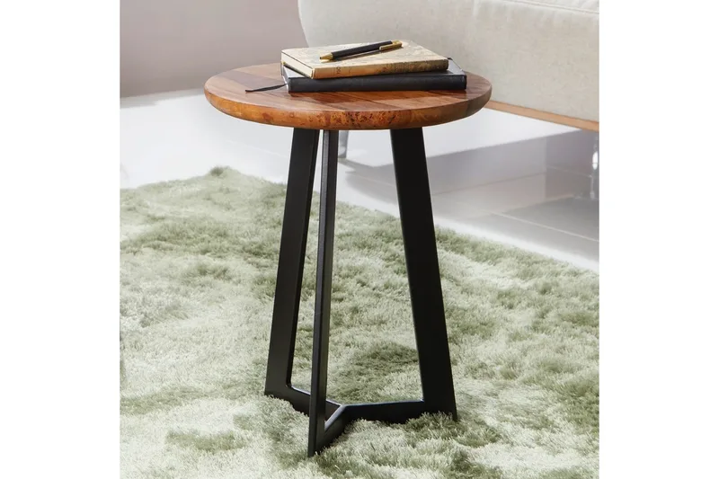 Sido bord Wohnling massivt trä svart metallram rund 35 cm, industriell loftstil 45 cm - 45 cm - Products - Möbler - Bord & matgrupp - Avlastningsbord & sidobord - Brickbord & småbord