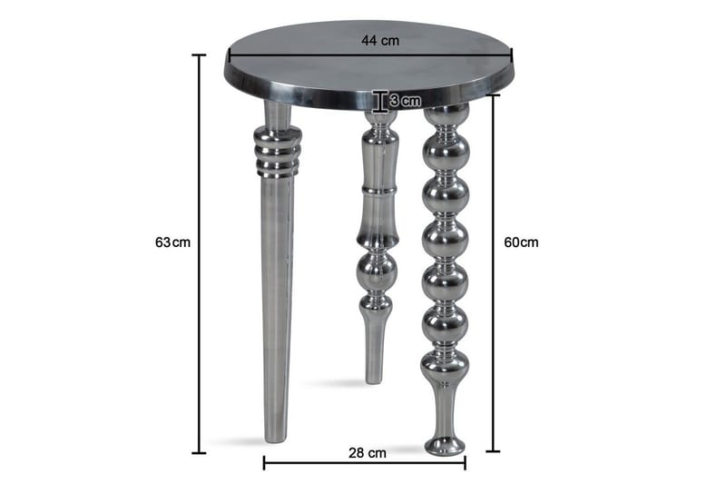 Sido bord Wohnling Metall Rund 44 cm med 3 Olika Ben Modern - Products - Möbler - Bord & matgrupp - Avlastningsbord & sidobord - Brickbord & småbord