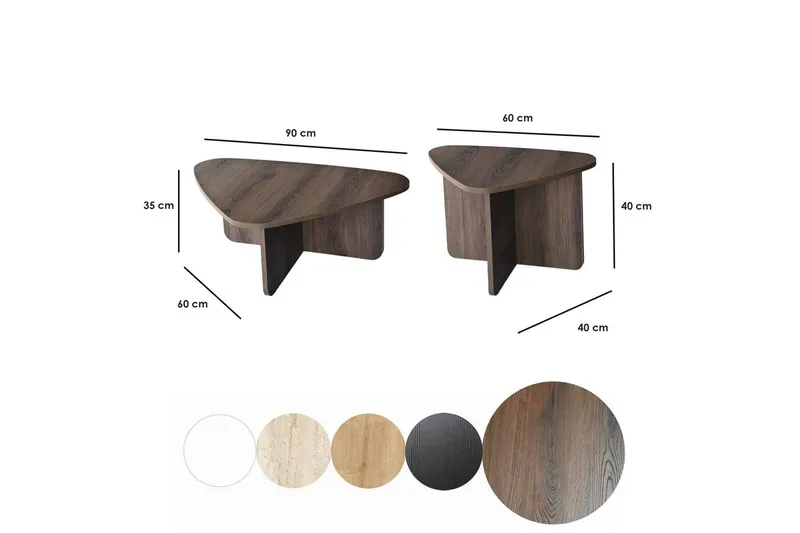 Soffbordssats Jewa Set Valnöt - Valnöt - Products - Möbler - Bord & matgrupp - Avlastningsbord & sidobord - Satsbord