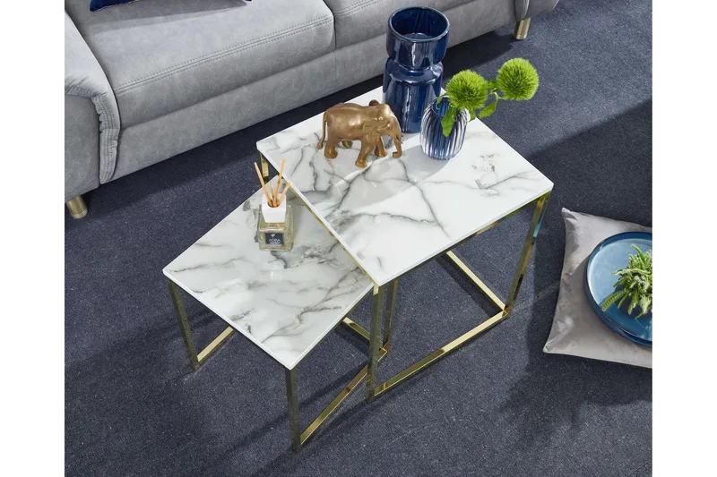 Willowdale Satsbord 45 cm - Vit/Grå/Guld - Products - Möbler - Bord & matgrupp - Avlastningsbord & sidobord - Satsbord