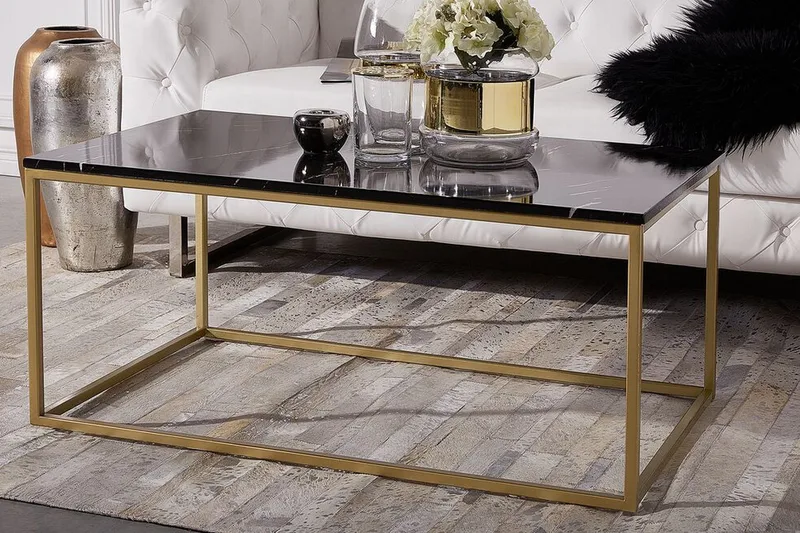 Barreras Soffbord Svart Marmormönster - Svart/Guld - Products - Möbler - Bord & matgrupp - Marmorbord