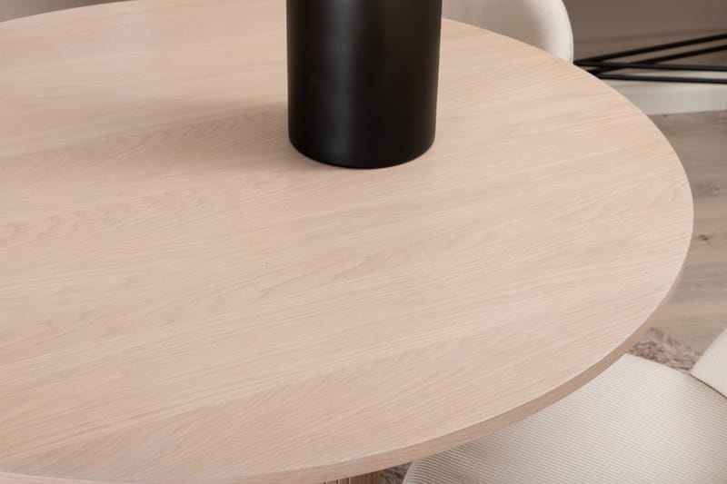 Biana Matgrupp 110 cm Rund inkl 4 Valera Manchesterstolar - Beige/Svart - Products - Möbler - Bord & matgrupp - Matgrupp