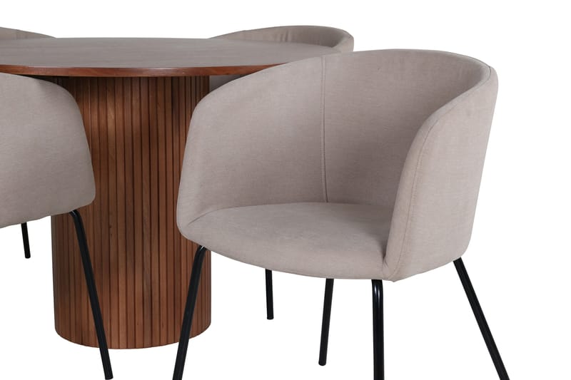 Bianca Matgrupp 110 cm Rund med 4 Berit stolar - Beige - Products - Möbler - Bord & matgrupp - Matgrupp