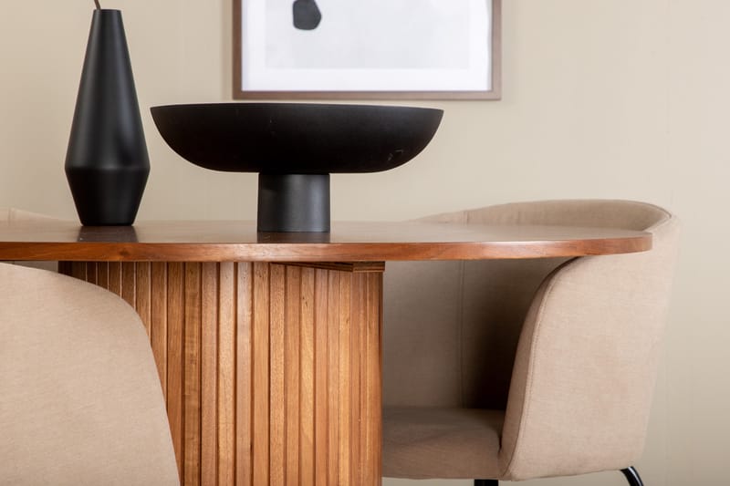 Bianca Matgrupp 110 cm Rund med 4 Berit stolar - Beige - Products - Möbler - Bord & matgrupp - Matgrupp