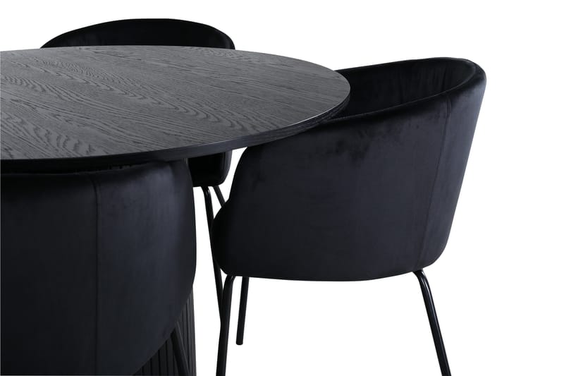 Bianca Matgrupp 110 cm Rund med 4 Berit stolar - Svart - Products - Möbler - Bord & matgrupp - Matgrupp