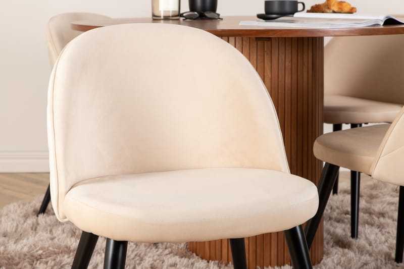 Bianca Matgrupp 110 cm Rund med 4 Velvet stolar - Beige - Products - Möbler - Bord & matgrupp - Matgrupp