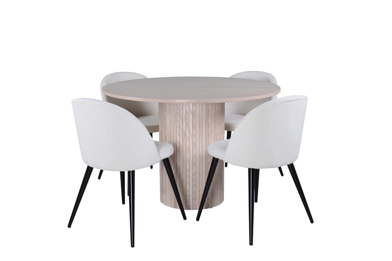 Bianca Matgrupp 110 cm Rund med 4 Velvet stolar - Beige - Products - Möbler - Bord & matgrupp - Matgrupp